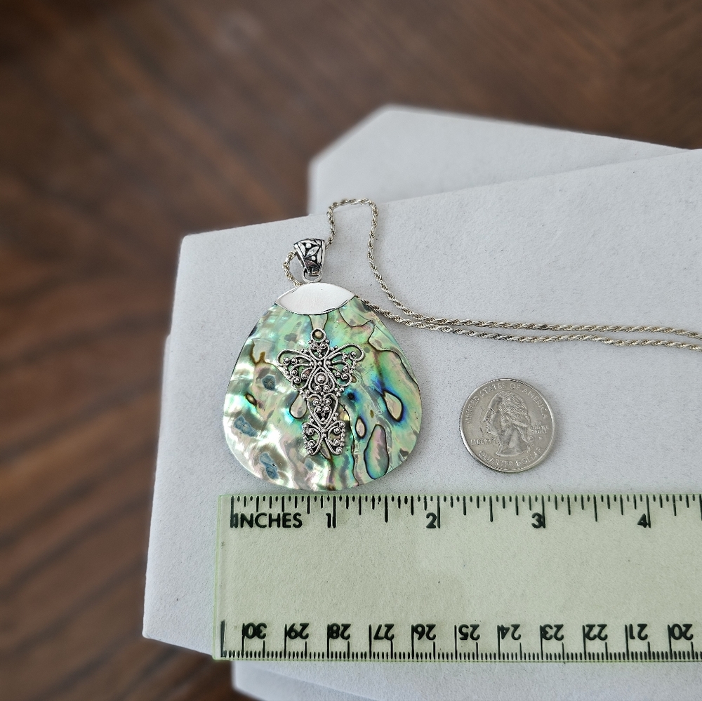 Suarti Abalone 925 Sterling Silver Necklace on Sterling Chain - Picture 11 of 13